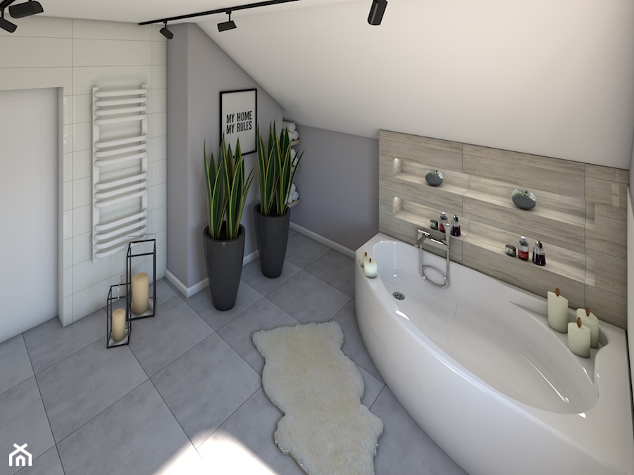 Domowe spa - Średnia na poddaszu bez okna łazienka, styl skandynawski - zdjęcie od P.S.-projekt