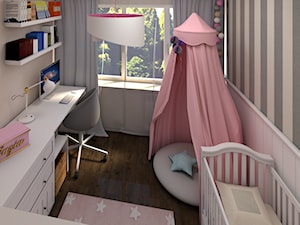 Pokój Zuzi - Mały biały szary pokój dziecka dla dziecka dla dziewczynki - zdjęcie od P.S.-projekt