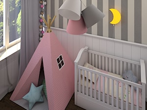 Pokój Zuzi - Mały biały szary pokój dziecka dla niemowlaka dla dziewczynki - zdjęcie od P.S.-projekt