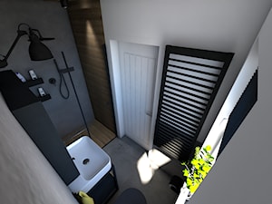 Dom z elementami industrialnymi - Średnia z punktowym oświetleniem łazienka z oknem, styl industrialny - zdjęcie od P.S.-projekt