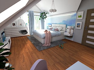 Sypialnia zmiana wystroju - Średnia szara sypialnia na poddaszu, styl nowoczesny - zdjęcie od P.S.-projekt