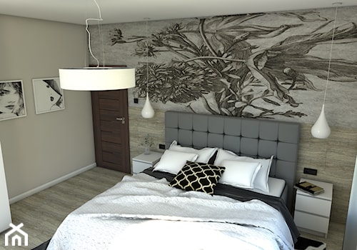 Romantyczna sypialnia - Średnia szara sypialnia, styl nowoczesny - zdjęcie od P.S.-projekt