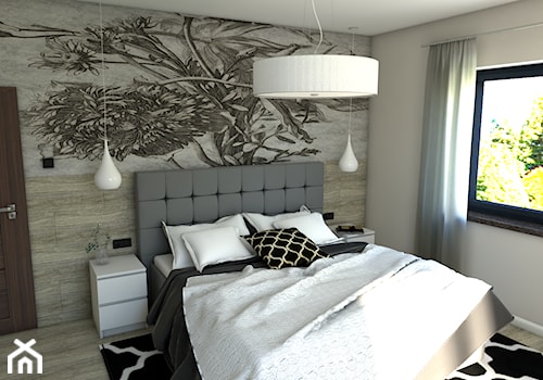 Romantyczna sypialnia - Średnia szara sypialnia, styl nowoczesny - zdjęcie od P.S.-projekt