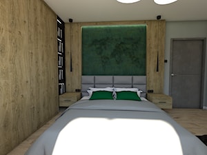 Dom pod Koninem - Średnia szara sypialnia, styl industrialny - zdjęcie od P.S.-projekt