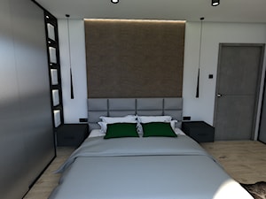 Dom pod Koninem - Średnia beżowa biała sypialnia, styl industrialny - zdjęcie od P.S.-projekt