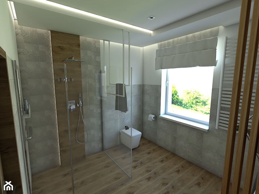 Łazienki w domu pod Poznaniem - Średnia z punktowym oświetleniem łazienka z oknem, styl nowoczesny - zdjęcie od P.S.-projekt