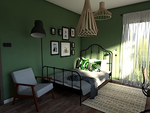 Pokój nastolatki Urban jungle vs Boho - Średnia zielona z biurkiem sypialnia, styl nowoczesny - zdjęcie od P.S.-projekt