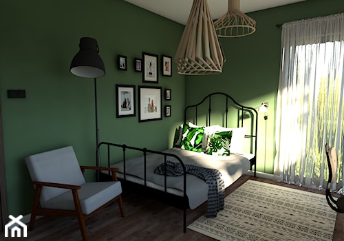 Pokój nastolatki Urban jungle vs Boho - Średnia zielona z biurkiem sypialnia, styl nowoczesny - zdjęcie od P.S.-projekt