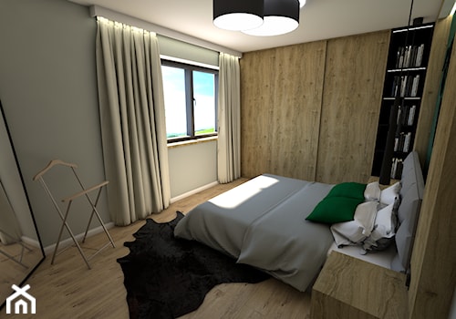 Dom pod Koninem - Średnia szara sypialnia, styl industrialny - zdjęcie od P.S.-projekt