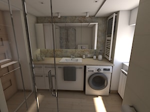 Nie wielka łazienka - Średnia na poddaszu z pralką / suszarką z lustrem łazienka z oknem, styl skandynawski - zdjęcie od P.S.-projekt