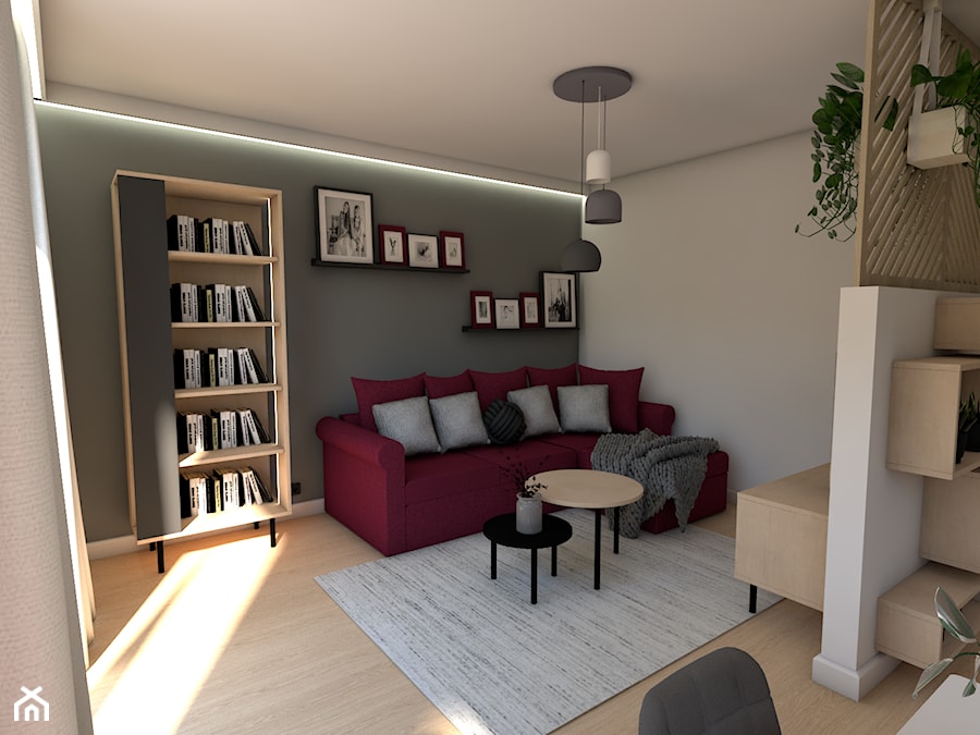 Mieszkanie z burgundem - Salon, styl nowoczesny - zdjęcie od P.S.-projekt
