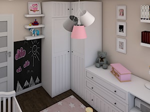 Pokój Zuzi - Mały beżowy czarny pokój dziecka dla niemowlaka dla dziewczynki - zdjęcie od P.S.-projekt