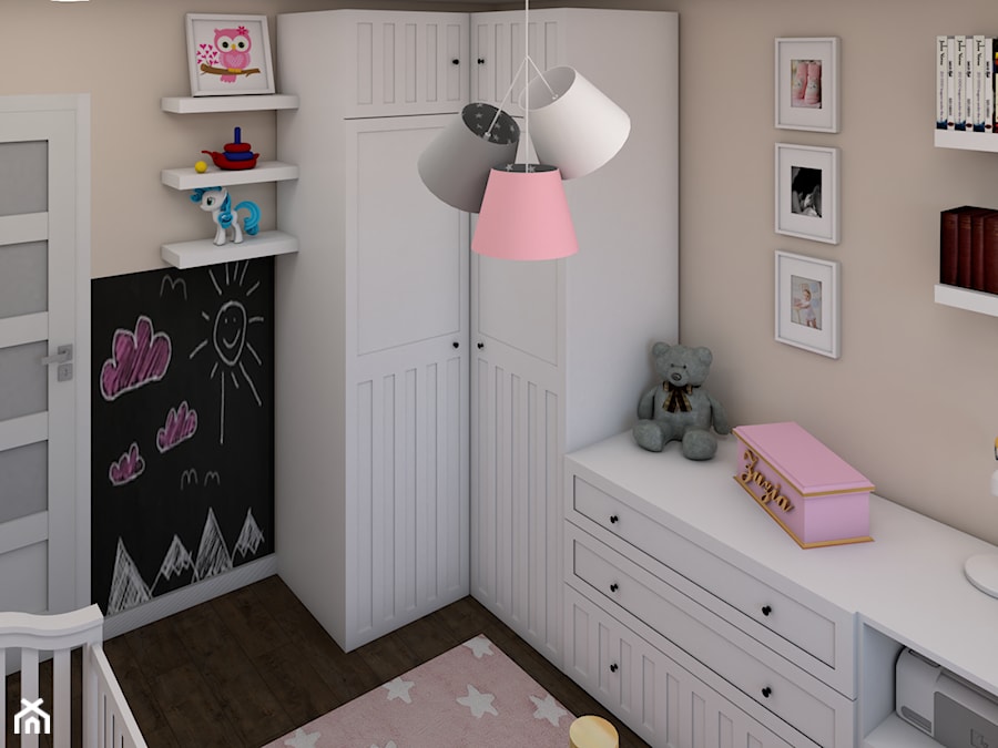 Pokój Zuzi - Mały beżowy czarny pokój dziecka dla niemowlaka dla dziewczynki - zdjęcie od P.S.-projekt