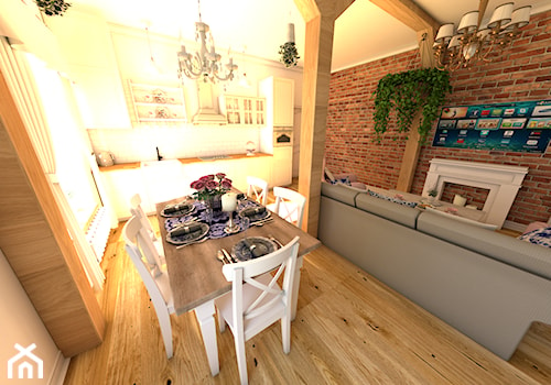 Mieszkanie w stylu prowansalskim - Średni biały salon z kuchnią z jadalnią, styl prowansalski - zdjęcie od P.S.-projekt