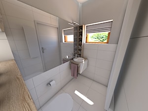 Toaleta w bieli - Mała na poddaszu z lustrem łazienka z oknem, styl nowoczesny - zdjęcie od P.S.-projekt