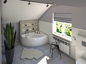 Domowe spa - Średnia na poddaszu z punktowym oświetleniem łazienka z oknem, styl skandynawski - zdjęcie od P.S.-projekt