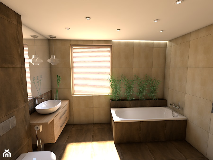 Łazienka w brązach - Średnia z lustrem z marmurową podłogą z punktowym oświetleniem łazienka z oknem, styl nowoczesny - zdjęcie od P.S.-projekt