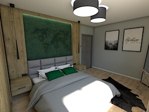 Dom pod Koninem - Średnia szara zielona sypialnia, styl industrialny - zdjęcie od P.S.-projekt