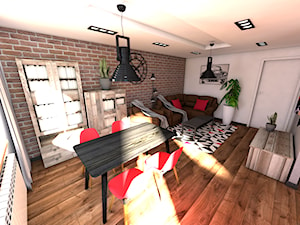 Męskie mieszkanie - Duży biały salon z jadalnią, styl industrialny - zdjęcie od P.S.-projekt