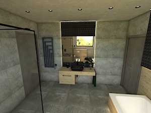Łazienka w betonie - Średnia z lustrem łazienka z oknem, styl nowoczesny - zdjęcie od P.S.-projekt
