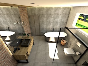 Dom pod Koninem - Duża łazienka z oknem, styl industrialny - zdjęcie od P.S.-projekt