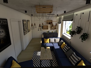 Dom z elementami industrialnymi - Średni biały salon z jadalnią, styl industrialny - zdjęcie od P.S.-projekt