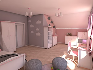 Pokój Milenki - Duży różowy szary pokój dziecka dla nastolatka dla dziewczynki, styl nowoczesny - zdjęcie od P.S.-projekt