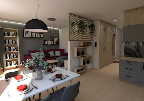 Mieszkanie z burgundem - Jadalnia, styl nowoczesny - zdjęcie od P.S.-projekt