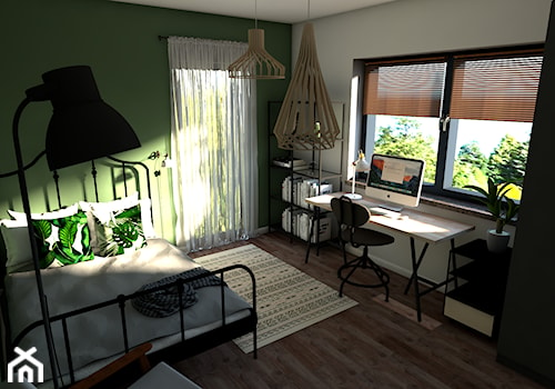 Pokój nastolatki Urban jungle vs Boho - Średnia biała zielona z biurkiem sypialnia, styl nowoczesny - zdjęcie od P.S.-projekt