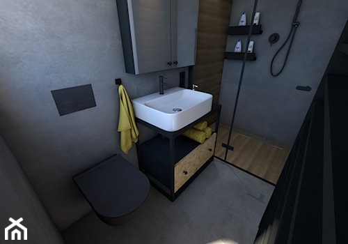 Dom z elementami industrialnymi - Mała bez okna z lustrem łazienka, styl industrialny - zdjęcie od P.S.-projekt