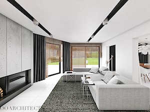 Ip house - Duży biały salon z jadalnią, styl nowoczesny - zdjęcie od Mymolo Patrycja Dąbek