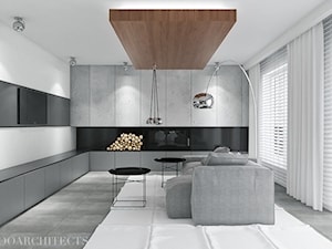 bm house - Średni biały czarny salon z tarasem / balkonem, styl nowoczesny - zdjęcie od Mymolo Patrycja Dąbek