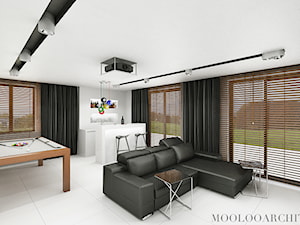 Ip house - Duży biały salon z barkiem, styl nowoczesny - zdjęcie od Mymolo Patrycja Dąbek