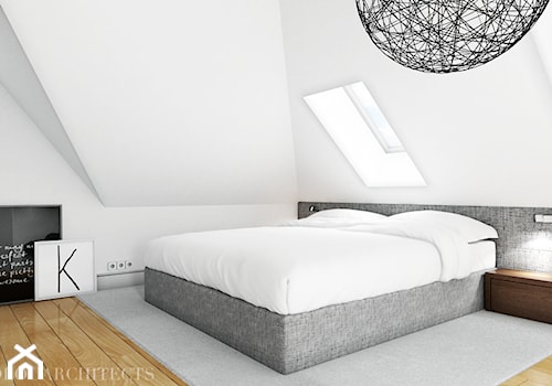 bm house - Średnia biała sypialnia na poddaszu, styl nowoczesny - zdjęcie od Mymolo Patrycja Dąbek