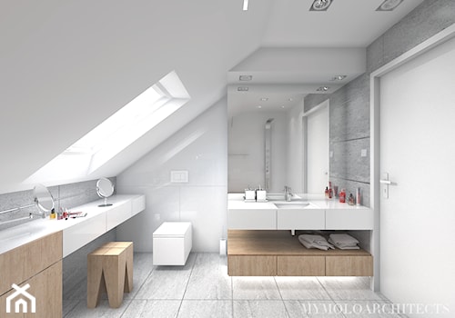 bi house - Na poddaszu z punktowym oświetleniem łazienka, styl nowoczesny - zdjęcie od Mymolo Patrycja Dąbek