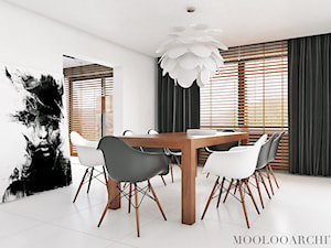 Ip house - Duża biała jadalnia w salonie, styl minimalistyczny - zdjęcie od Mymolo Patrycja Dąbek