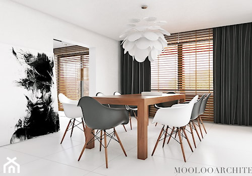 Ip house - Duża biała jadalnia w salonie, styl minimalistyczny - zdjęcie od Mymolo Patrycja Dąbek