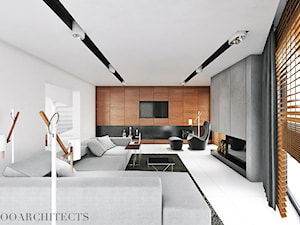 Ip house - Duży biały salon, styl nowoczesny - zdjęcie od Mymolo Patrycja Dąbek