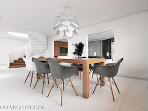 Ip house - Duża biała jadalnia w salonie, styl nowoczesny - zdjęcie od Mymolo Patrycja Dąbek