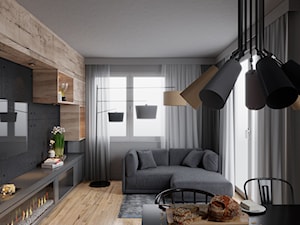 mieszkamy nowocześnie i wygodnie - Mały szary salon z jadalnią, styl minimalistyczny - zdjęcie od UrbanForm