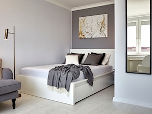 projekt kawalerki pod wynajem - Średnia szara sypialnia - zdjęcie od Martyna Midel projekty wnętrz