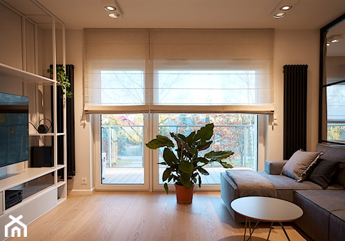 apartament 45m2 - Średni biały salon, styl nowoczesny - zdjęcie od Martyna Midel projekty wnętrz