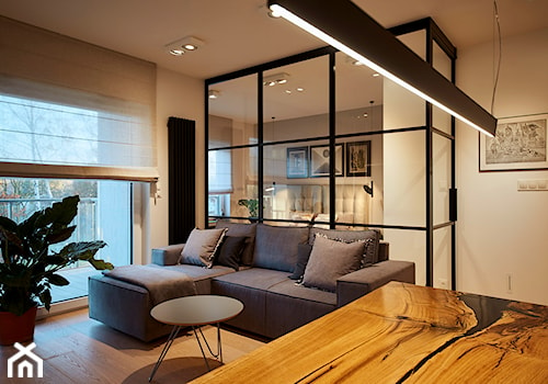 apartament 45m2 - Średni biały salon z kuchnią, styl nowoczesny - zdjęcie od Martyna Midel projekty wnętrz