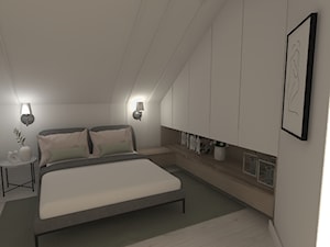 Sypialnia pod skosem - Średnia biała sypialnia na poddaszu, styl nowoczesny - zdjęcie od 4ideahome