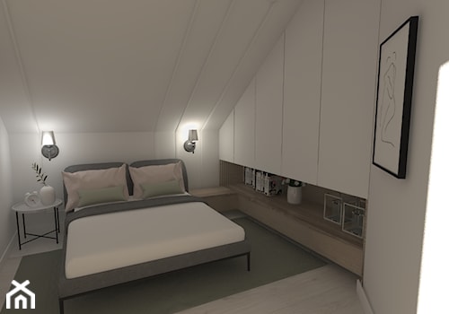 Sypialnia pod skosem - Średnia biała sypialnia na poddaszu, styl nowoczesny - zdjęcie od 4ideahome