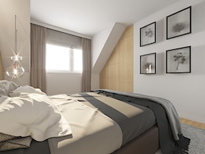 DOM POKAZOWY - Mała szara sypialnia na poddaszu, styl tradycyjny - zdjęcie od KBW Architektura & Design