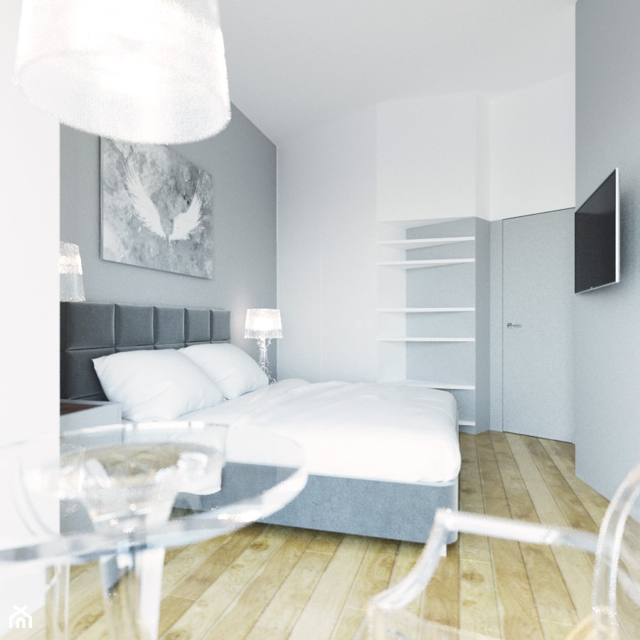 APARTAMENT SKY WHITE - Średnia biała szara sypialnia, styl tradycyjny - zdjęcie od KBW Architektura & Design