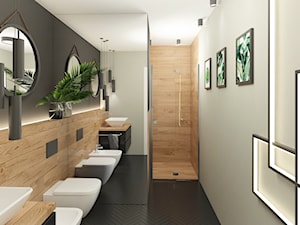 DOM POKAZOWY - Średnia bez okna z lustrem z punktowym oświetleniem łazienka, styl nowoczesny - zdjęcie od KBW Architektura & Design