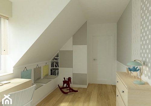 DOM POKAZOWY - Średni beżowy szary pokój dziecka dla dziecka dla nastolatka dla chłopca dla dziewczynki, styl skandynawski - zdjęcie od KBW Architektura & Design