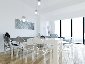APARTAMENT SKY WHITE - Duża biała jadalnia w salonie, styl nowoczesny - zdjęcie od KBW Architektura & Design